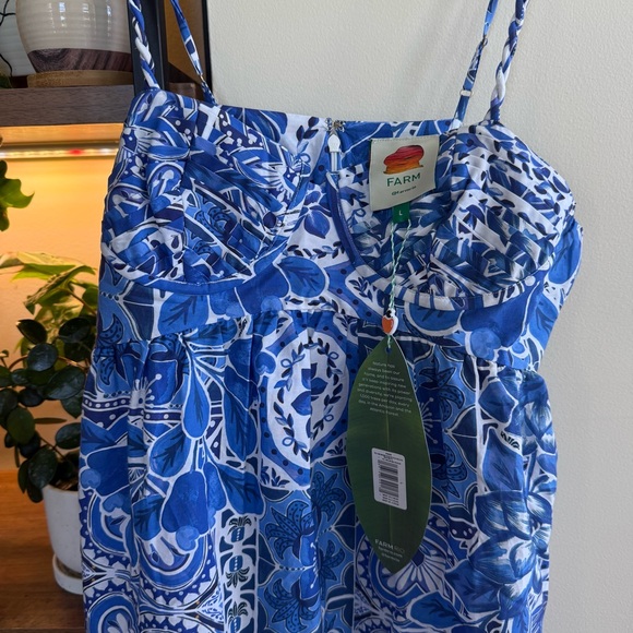 NWT FARM Rio Blue Tile Dream Sleeveless Maxi Dress Size Large - Picture 8 of 12